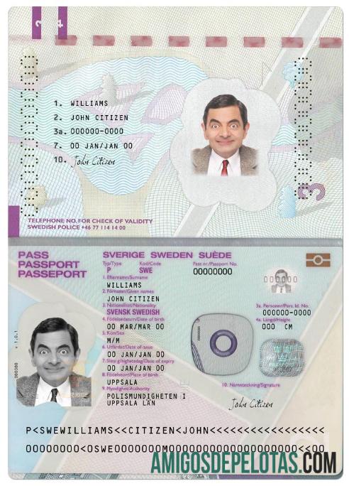 Passaporte Sueco Versão 2 exemplo